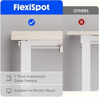 FLEXISPOT L Shaped Standing Desk, 63 x 47 Inch Electric Height Adjustable Corner Desk, Sit Stand Computer Workstation, Preset Controller, Home Office, White Frame with Maple Top, White Drawer