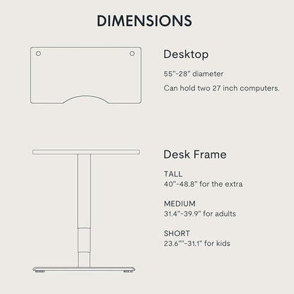 FLEXISPOT E6 MAX Bamboo 55x28 Inch Dual Motor 3-Stage Heavy Duty Standing Desk, 330lbs Weight Capacity, Height Adjustable Desk w/Cable Management & Wheels (Solid Bamboo Curved Desktop + Black Frame)