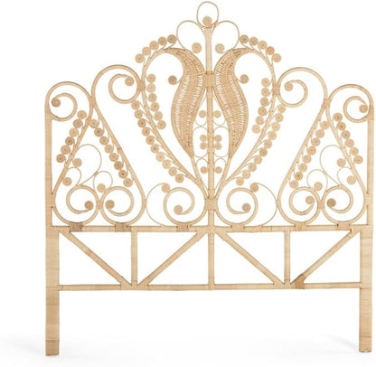 KOUBOO Peacock Rattan Headboard, Full Size, Natural Color