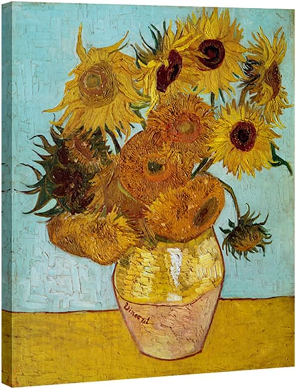 Wieco Art Sunflower by Vincent Van Gogh Oil Paintings Reproduction Large Modern Floral Giclee Canvas Prints Artwork Flowers Pictures on Canvas Wall Art for Bedroom Home Decorations L