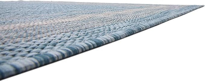 Unique Loom Outdoor Border Collection Area Rug - Soft Border (5' 1" x 8' Rectangle, Aquamarine/ Ivory)