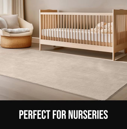 GORILLA GRIP Slip Resistant Soft Washable Stain Resistant Area Rug, Plush Thick Carpet for Nursery, Bedroom, Living Room, Non-Shedding Floor Rugs, Kid and Pet Friendly, Baby Home Decor, 4x6, Ivory