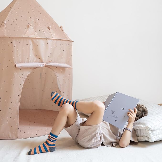 3 Sprouts Kids Play Tent - Sustainable Recycled Fabric – Fun Spacious Childs Playhouse for Indoor Games for Boys & Girls - Durable Fort Pop Up House for Toddlers & Children Age 3-10 - Terrazzo Clay