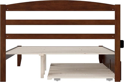 AFI, Warren Queen Platform Bed with Twin XL Trundle, Walnut