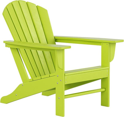 Costaelm Outdoor Adirondack Chair, HDPE Patio Chair, Weather Resistant Lawn Firepit Outside Chairs for Porch, Poolside, Garden, Backyard Deck, Lime