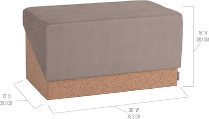 Seville Classics Cushioned Fabric Ottoman Hidden Storage Chest Footrest Chair, Padded Seat for Bedroom, Dorm, Loft, Living Room, Entryway, Hallway, Cork/Taupe, 30" Bench