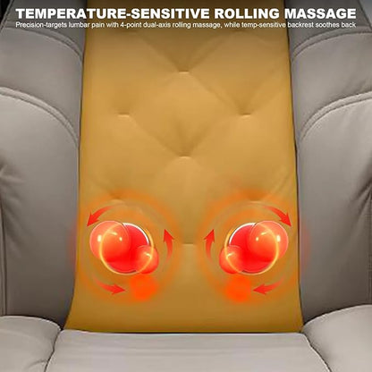 Kinnls Magnus Massage Office Chair with Ventilation and Heating,Leather Power Recliner Chair with Footrest,Big and Tall Ergonomic Comfy Home Office Desk Chairs High Back 500lbs (Light Gray)
