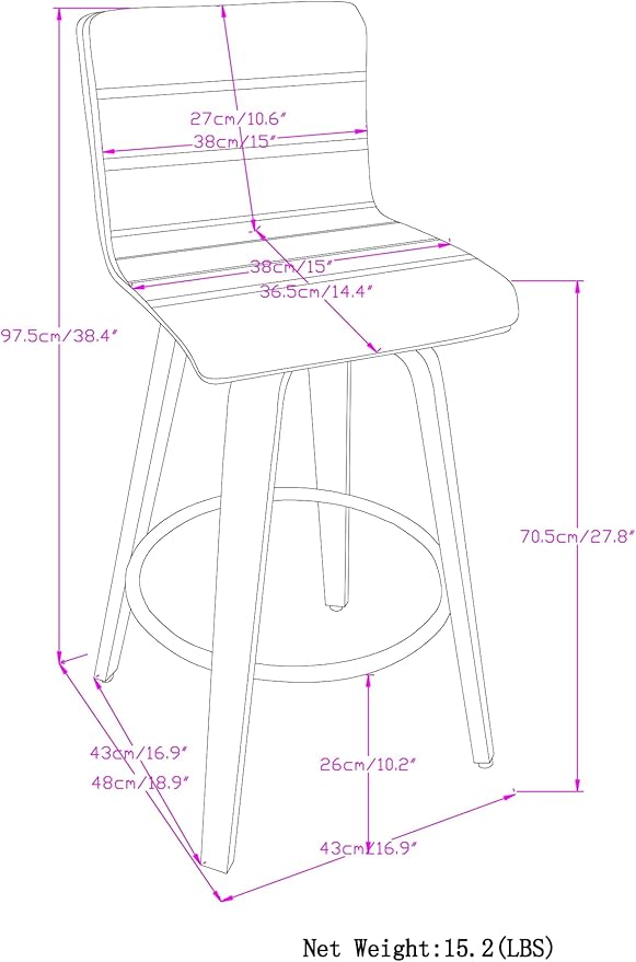 SIMPLIHOME Roland Swivel Bar Stool - 28 inch Seat Height Upholstered Wood Chair in Grey Linen Look Fabric, Mid Century Modern Seating for Kitchen or Bar with Curved Bentwood Back and Footrest