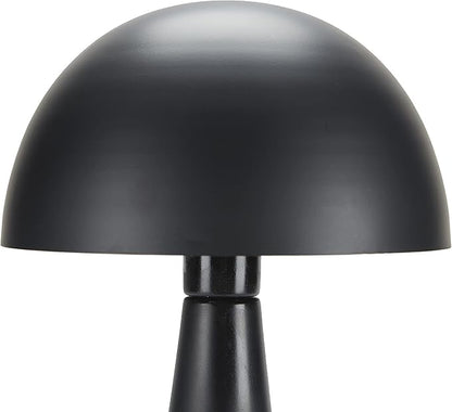 Nourison Home 16" Matte Black Metal Mushroom Table Lamp, Modern, Retro, Desk Light for Bedroom, Dining, Office, Entryway