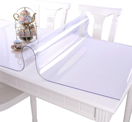 NECAUX Custom 39 x 61 Inch Clear Table Cover Protector, 1.5mm Thick Plastic Waterproof Heavy Duty Desk Pad Mat Non-Slip Tablecloth Protector for Coffee Table, Sofa Table, Media Stand, Countertop