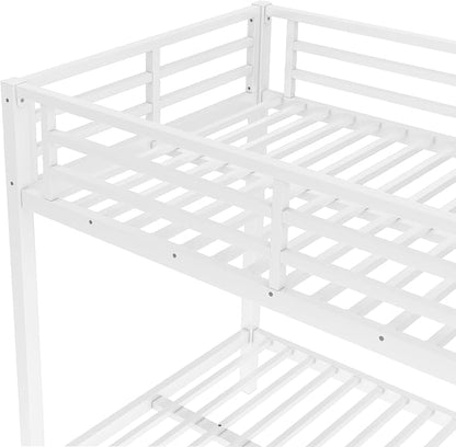 Bellemave Twin XL Over Twin XL Bunk Bed for Adults, Heavy Duty Bunk Beds Frame with Build in Ladder and Full Length Guardrail, Easy Assemble Bunkbeds, Noise Reduced, Mattress Not Included, White