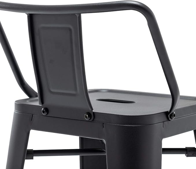 HAOBO Home 30" Low Back Metal Counter Stool Height Bar Stools [Set of 4] for Indoor/Outdoor Barstools, Matte Black