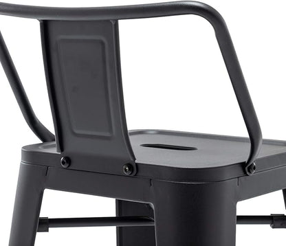 HAOBO Home 24" Low Back Metal Counter Stool Height Bar Stools [Set of 4] for Indoor/Outdoor Barstools, Matte Black