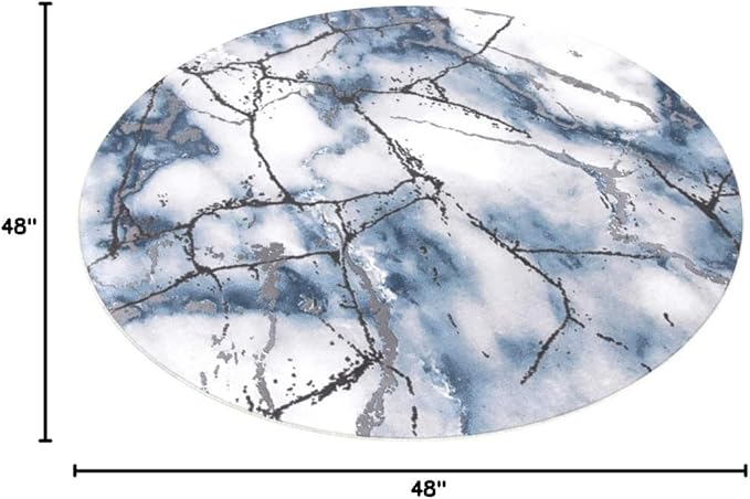 SAFAVIEH Craft Collection 4' Round Grey/Blue CFT877L Modern Abstract Non-Shedding Dining Room Entryway Foyer Living Room Bedroom Area Rug