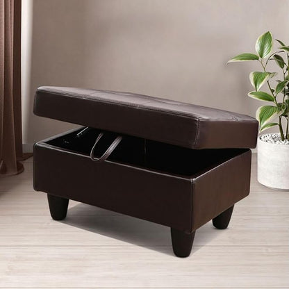 Ottoman Storage Ottoman Bench Faux Leather Footrest Footstool with Hinged Lid for Living Room, Bedroom, Entryway, Brown, 28.5"X19"X17.5"