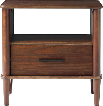 Walker Edison Modern 1-Drawer Nightstand, 20 Inch, Walnut 20-Inch