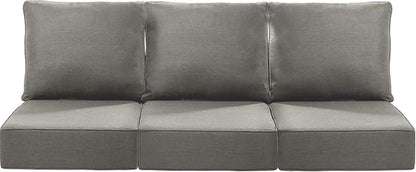 Luxury 22x24/22x25 6-Inch Patio Chair Cushions Set of 3 - Memory Foam Deep Seat Water-Resistant Patio Cushion for Lawn Dining Rocking Swivel Chairs Loveseat 3-Seater Sectional Sofa - Grey
