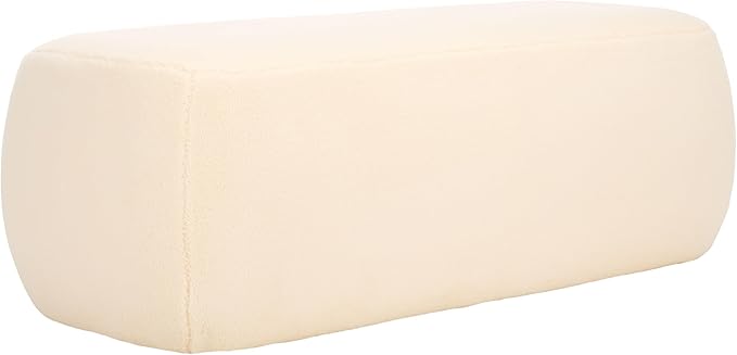 SAFAVIEH Home Collection Whitley Cream Faux Shearling Rectangular Ottoman (Fully Assembled)