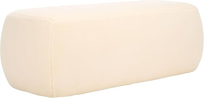 SAFAVIEH Home Collection Whitley Cream Faux Shearling Rectangular Ottoman (Fully Assembled)