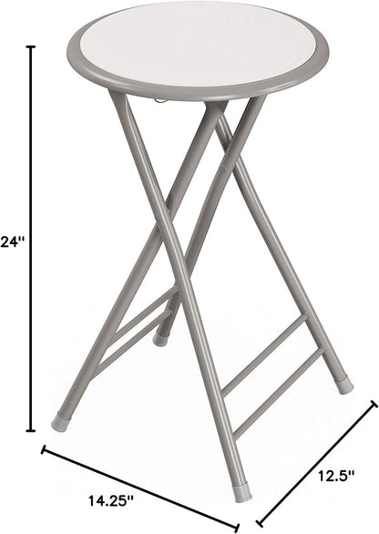 Lavish Home Set of 4 Counter Height Bar Stools - 24-Inch Backless Folding Chairs with 225lb Capacity for Kitchen, Rec Room, or Game Room (White)