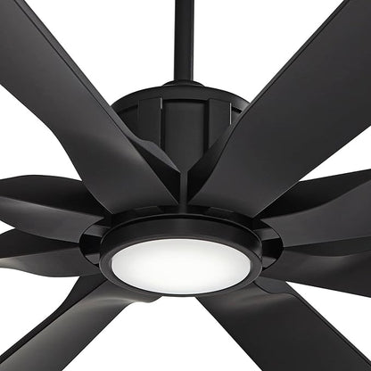 Possini Euro Design 60" Defender Modern Large Indoor Outdoor Ceiling Fan with LED Light Remote Control Matte Black Damp Rated for Patio Exterior House Home Porch Gazebo Garage Barn