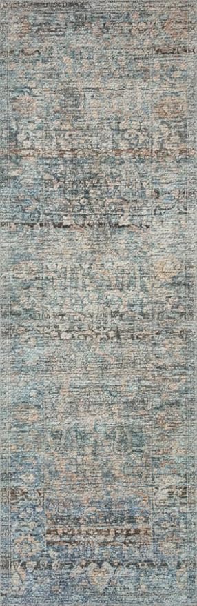 Loloi Amber Lewis Billie Collection BIL-05 Denim/Blush 2'-6" x 9'-6", 0.19" Thick Runner Rug