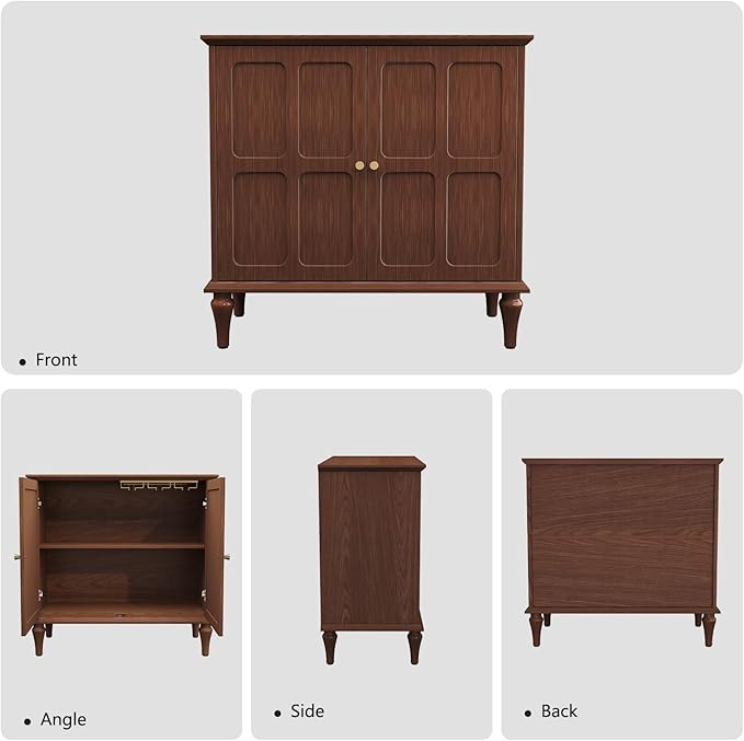 ARTPOWER Brown Sideboard Buffet Cabinet with Storage, Mid-Century Modern Storage Cabinet with 2 Doors and Adjustable Shelves, Accent Style Sideboard for Entryway, Dining Room, Living Room