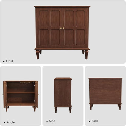 ARTPOWER Brown Sideboard Buffet Cabinet with Storage, Mid-Century Modern Storage Cabinet with 2 Doors and Adjustable Shelves, Accent Style Sideboard for Entryway, Dining Room, Living Room