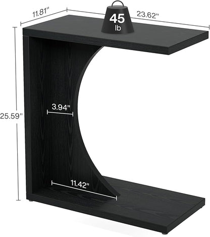 Tribesigns C-Shaped End Table for Couch, Sofa Side Table, C Table for Small Space, Living Room, Bedroom (1, Black)