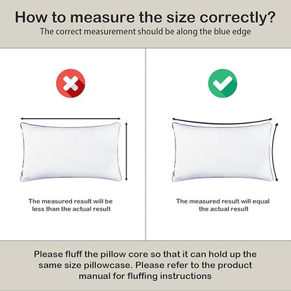 12 x 20 Pillow Insert Set of 2 Indoor Throw Pillow Insert,Rectangle Decorative Pillows Inserts, Throw Pillows for Couch, for Bed,White