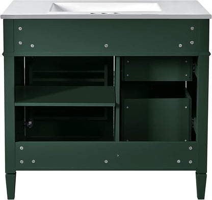 36" Bathroom Vanity with Matching Medicine Cabinet, Modern Sink Storage Cabinet with Drawers, Soft Closing Doors and Shelf, Bathroom Vanities with Sink & Mirror