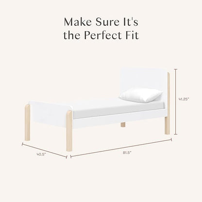 Babyletto Tiptoe Twin Bed for Kids - Sturdy Wood Twin Bed Frames with Headboard - Playful Modern Design - Perfect for Kids Bedrooms, Guest Rooms & Growing Families - White