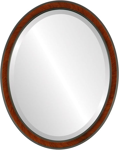 OVALCREST Oval Beveled Wall Mirror for Home Decor - Toronto Style (Vintage Cherry) 26" x 22"