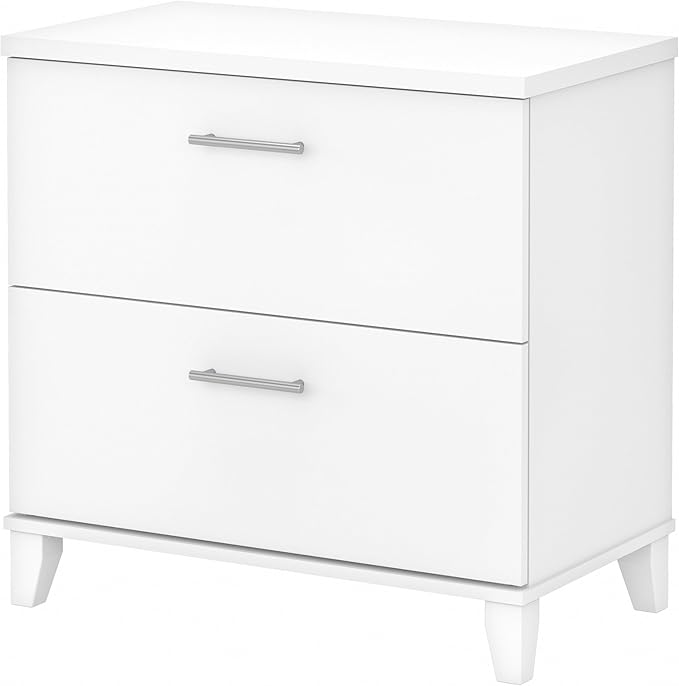 Bush Furniture 2 Drawer Lateral File Cabinet, Letter and Legal-Size Document Storage for Home or Professional Office, Somerset Collection, White