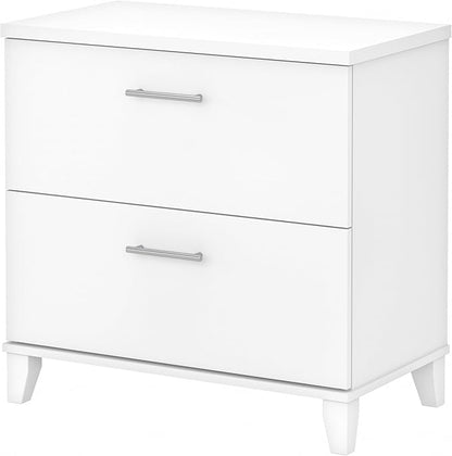 Bush Furniture 2 Drawer Lateral File Cabinet, Letter and Legal-Size Document Storage for Home or Professional Office, Somerset Collection, White