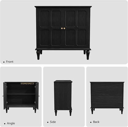 ARTPOWER Black Sideboard Buffet Cabinet with Storage, Mid-Century Modern Storage Cabinet with 2 Doors and Adjustable Shelves, Accent Style Sideboard for Entryway, Dining Room, Living Room