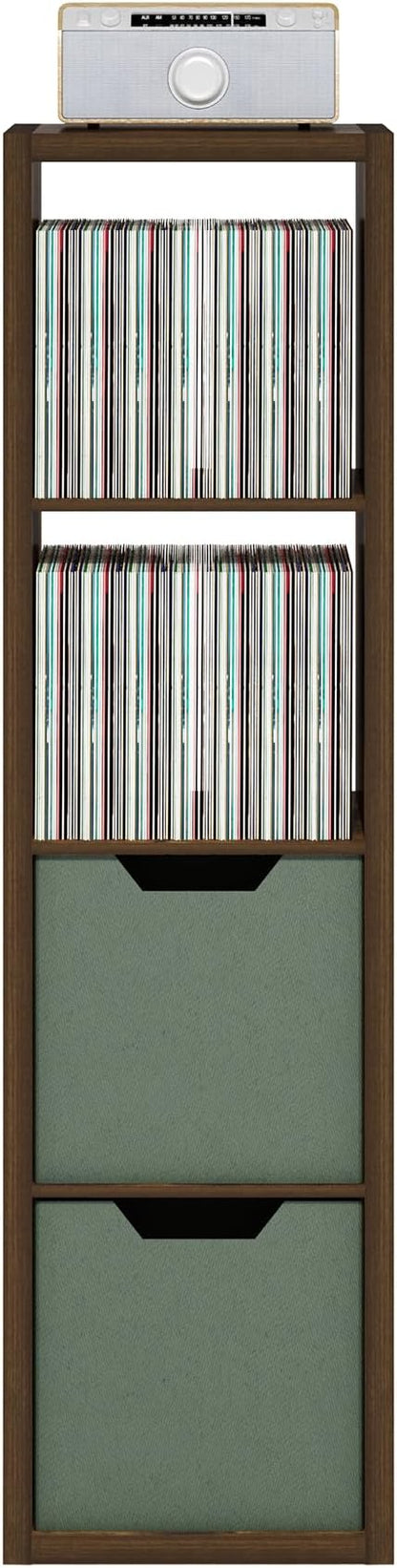 Furinno Cubicle Book Shelf, 4-Cube Vertical Thick Frame Bookshelf, Horizontally & Vertically Reversible Bookcase with Open Back, 14.6 x 15.9 x 58, for Living Room, Bedroom, Home Office, Amber Pine