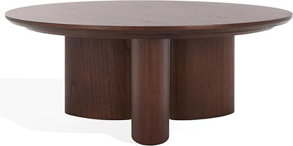 SAFAVIEH Couture Collection Barnard Walnut Round Solid Wood Coffee Table