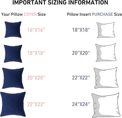 Leeden 16 x 16 Pillow Inserts (Set of 2) -Throw Pillow Inserts with 100% Cotton Cover - 16 Inch Square Decorative Pillows for Sofa, Couch, Bed and Home Decor