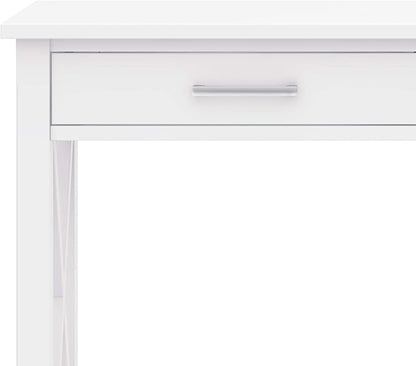 SIMPLIHOME Kitchener Console Table - 47 Inch Wide Solid Wood Sofa Table in White, Contemporary Storage Table for Entryway or Living Room with 2 Drawers, Bottom Shelf, and X-Design Side Panels