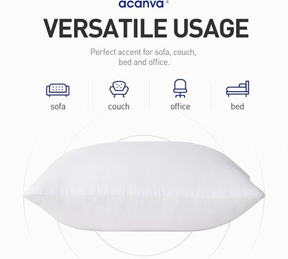 Acanva Indoor Decorative 28x28 Throw Pillow Inserts Pack of 2, Premium Polyester Fiber Fill Square Sham Stuffer Cushion for Sofa, Bed, Couch and Chair, Machine Washable, 2 Count (Pack of 1), White