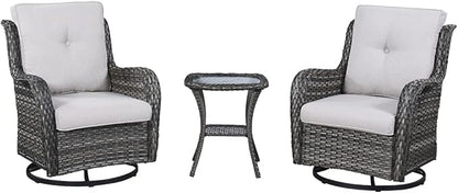 HUMMUH Outdoor Furniture Patio Furniture Set 6 Pieces Wicker Outdoor Sectional Sofa with Swivel Rocking Chairs,Patio Ottomans,Side Table