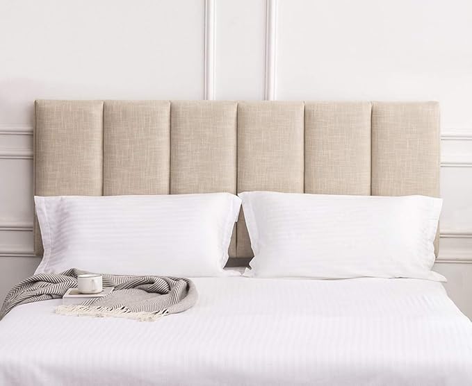 Yongchuang Upholstered King Headboard Linen Head Board for King/Cal King Size Bed Adjustable Height Headboards Panel Oatmeal