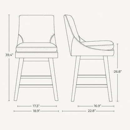 CHITA Counter Height Swivel Barstool with Back Set of 2, FSC Certified Upholstered Faux Leather Swivel Bar Stool, 26.8" H Seat Height, PU Leather in Pure White