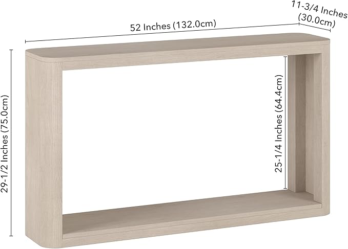 Henn&Hart 52" Wide Rectangular Console Table in Beech White, for Home, Living Room, Bedroom, Entertainment Room, Office