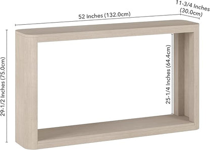 Henn&Hart 52" Wide Rectangular Console Table in Beech White, for Home, Living Room, Bedroom, Entertainment Room, Office