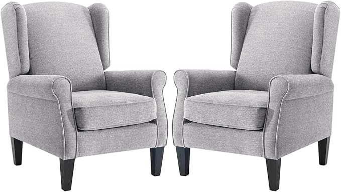 Accent Chair for Living Room Set of 2, High Back Reading Armchairs with Removable Seat Cushion, Mid-Century Single Couch in Fabric, Modern Ergonomic Wingback Chair for Bedroom,Club, Balcony