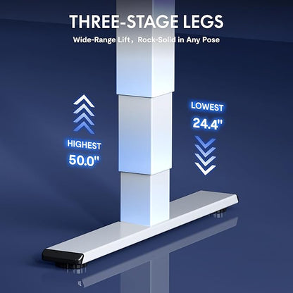 FLEXISPOT CyberX 63 Inch RGB LED Electric Gaming Standing Desk, Dual Motor 3-Stage Adjustable Desk up to 352 lbs, Large Ergonomic Computer Workstation for Gamers, Streamers & Home Studios (White)