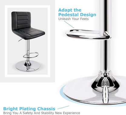 Leopard Bar Stools Set of 2, Modern Adjustable Bar Stool with Back, Swivel Barstool - Black