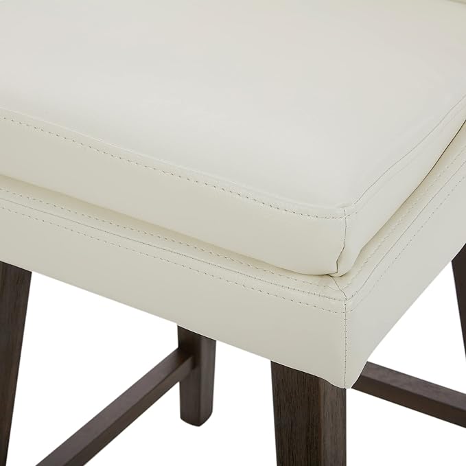 CHITA Counter Height Swivel Barstool, FSC Certified Upholstered Bar Stool, 26.8" H Seat Height, PU Leather in Pure White